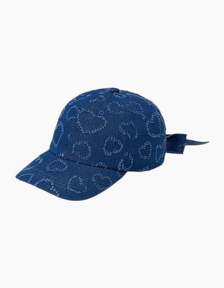 Girls Blue Denim Bow Cap