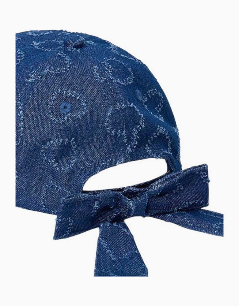 Girls Blue Denim Bow Cap