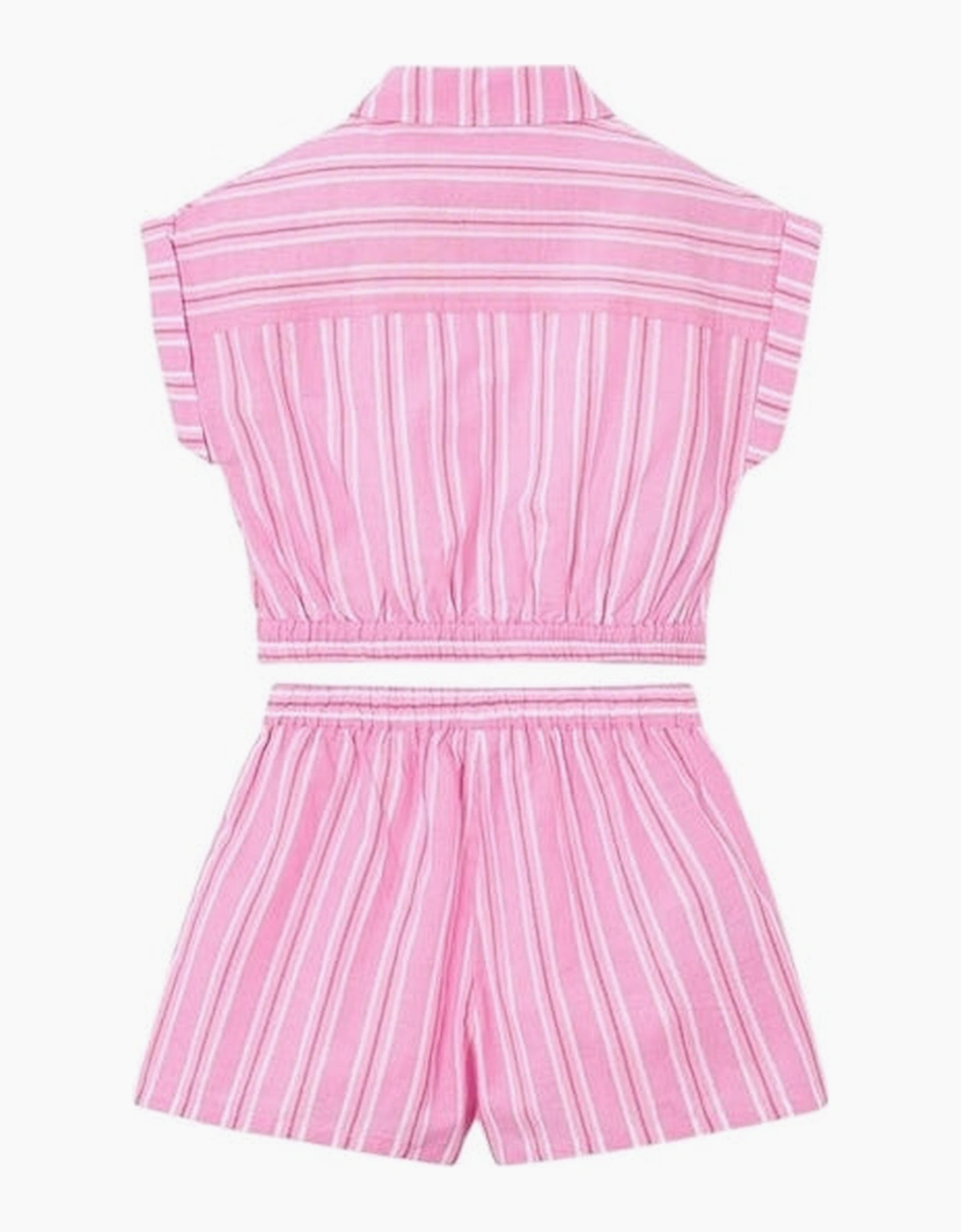 Girls Pink Pinstripe Shirt Short Set