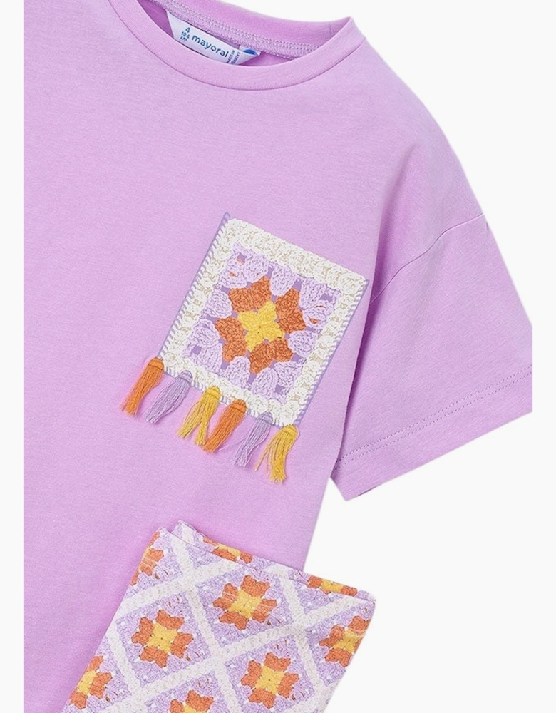 Girls Lilac Print Legging Set