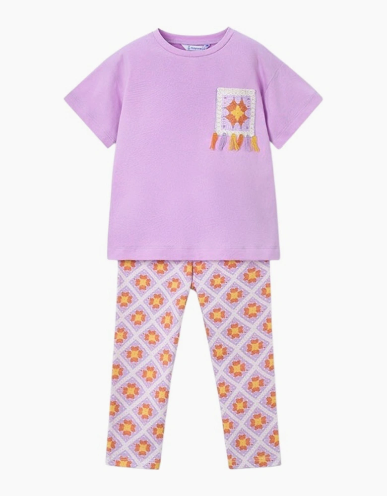 Girls Lilac Print Legging Set
