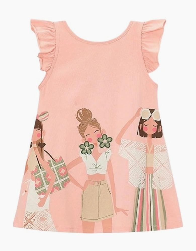 Girls Blush Pink Print Summer Dress