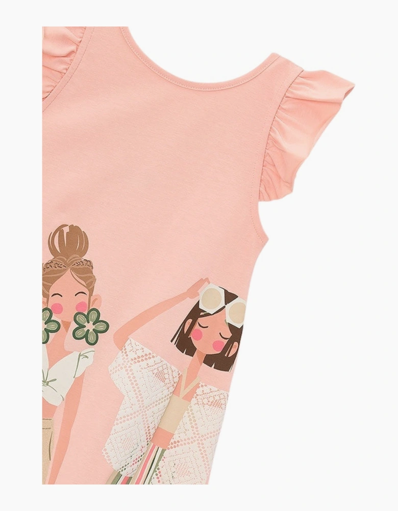 Girls Blush Pink Print Summer Dress