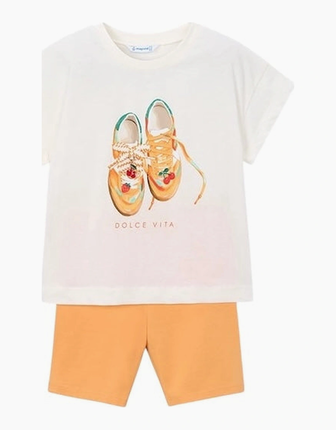 Girls Orange Bicycle Short Set, 4 of 3