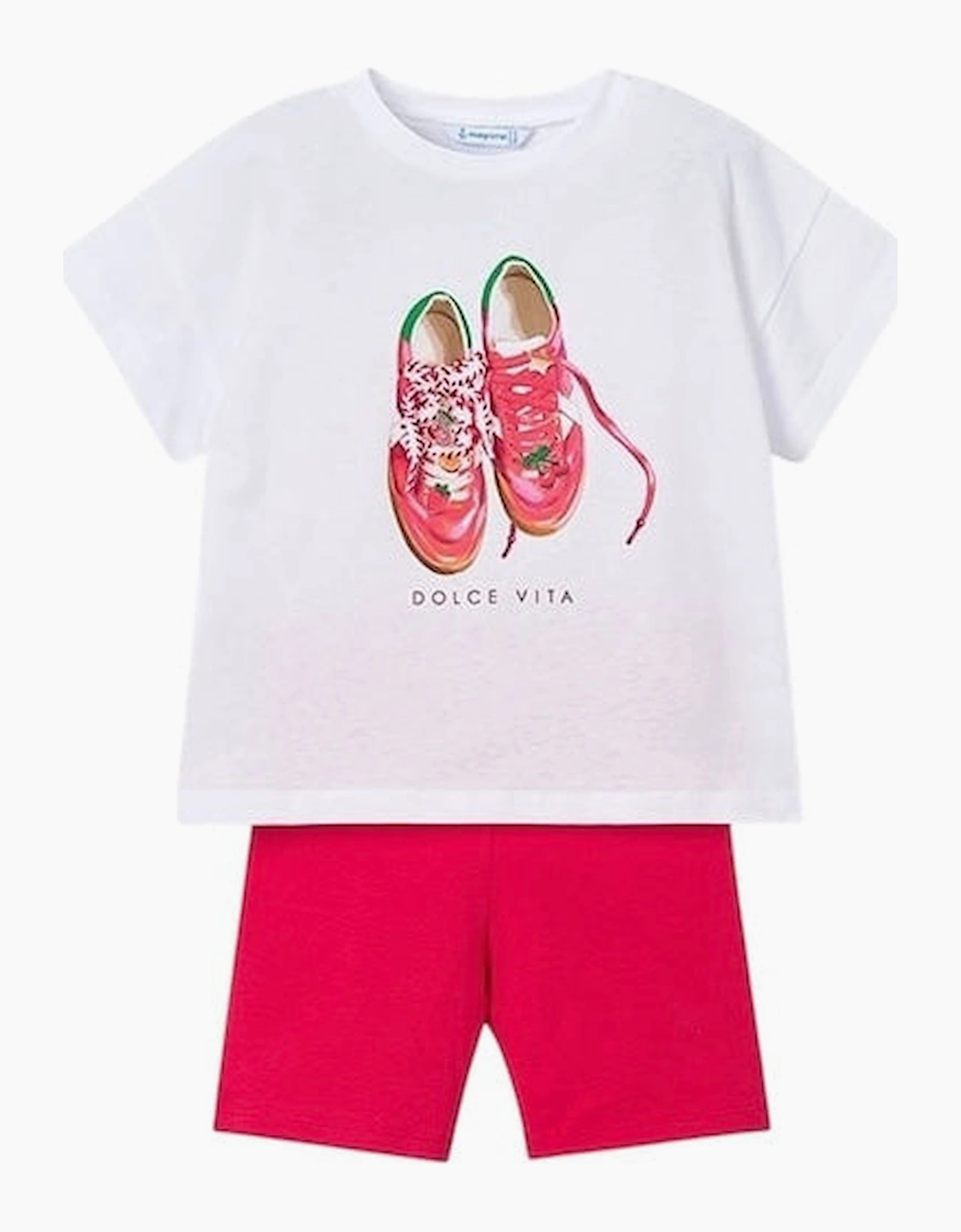Girls Red Cherry Bicycle Short Set, 6 of 5