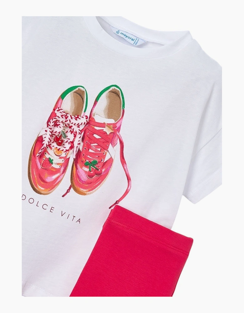 Girls Red Cherry Bicycle Short Set