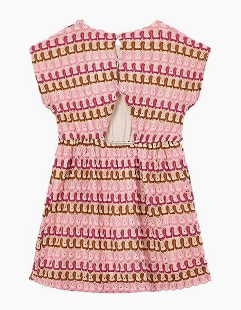 Girls Pink Crochet Dress
