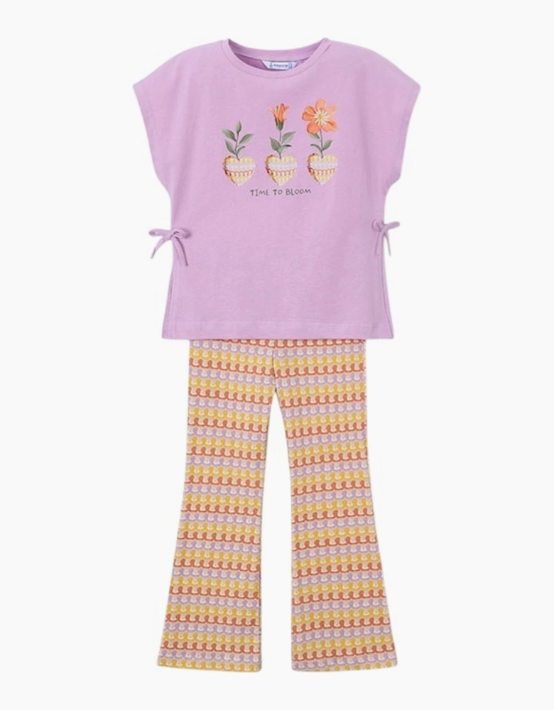 Girls Lilac Crochet Print Legging Set