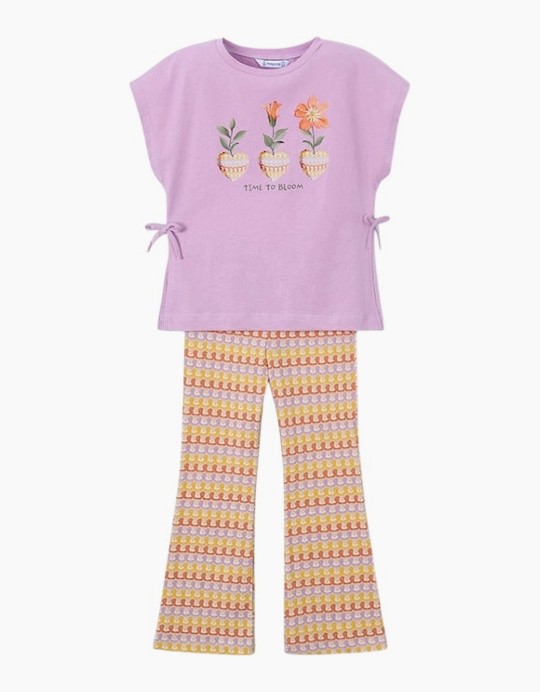Girls Lilac Crochet Print Legging Set, 4 of 3