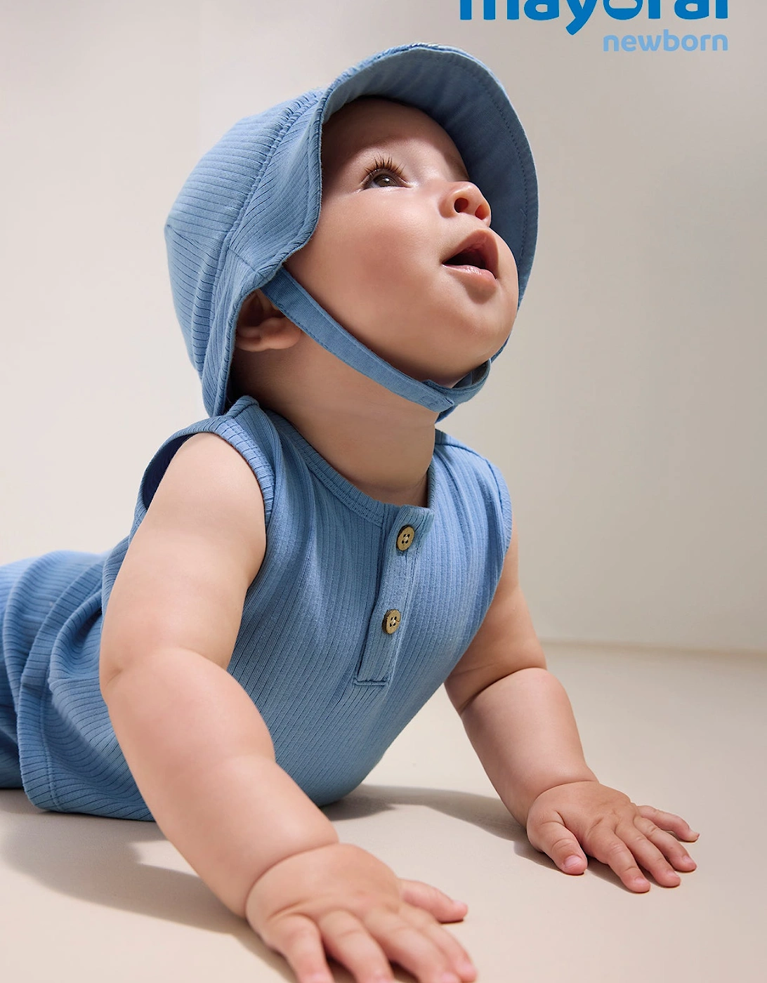 Boys Blue Ribbed Short Set and Hat