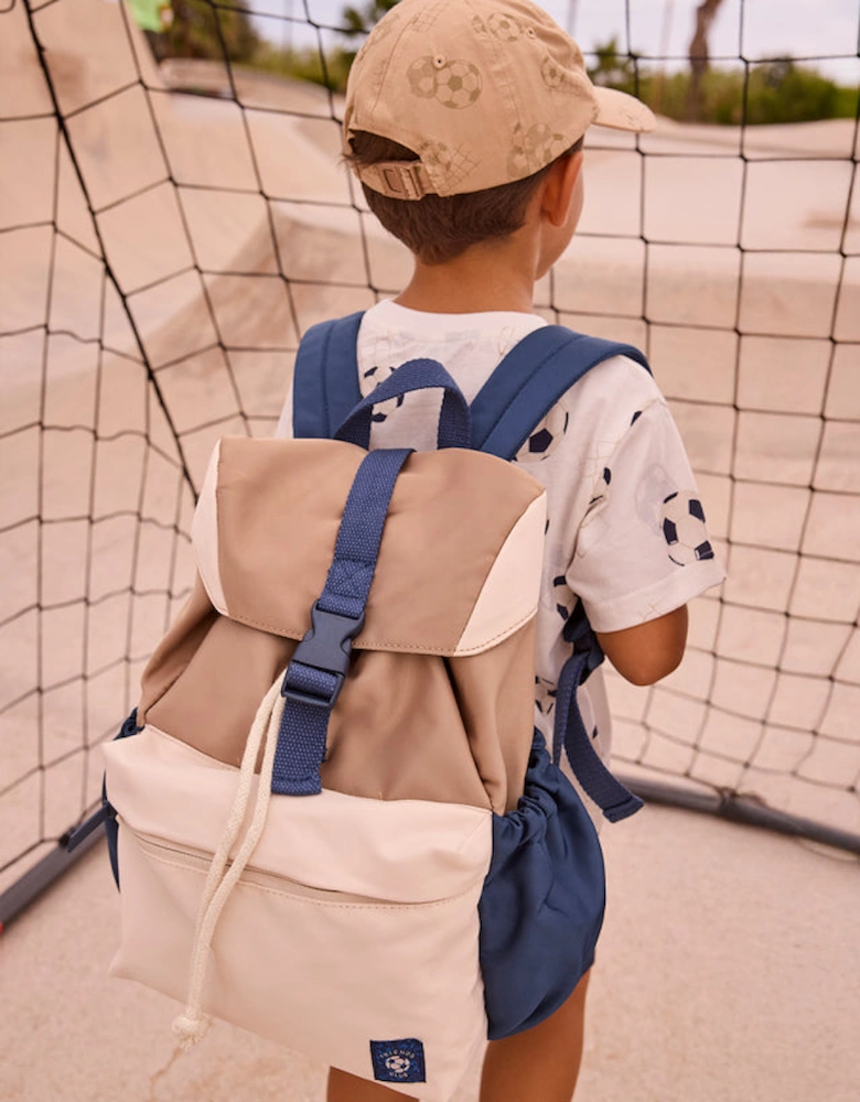 Boys Navy Blue Beige Backpack