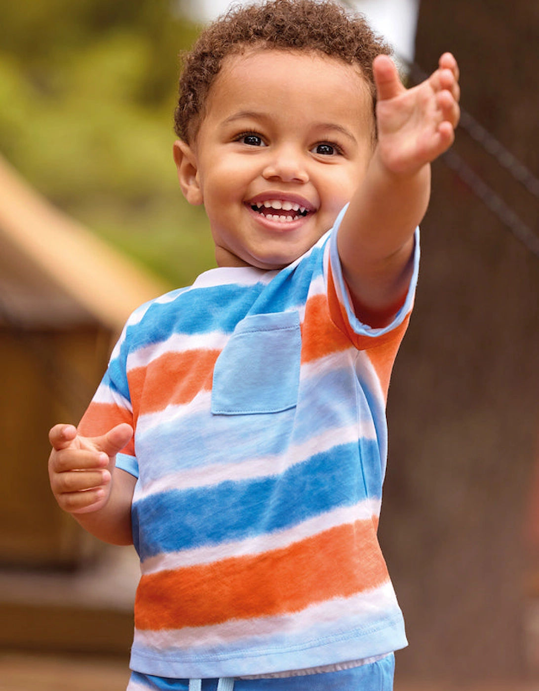 Boys Blue Orange Stripe Jersey Short Set