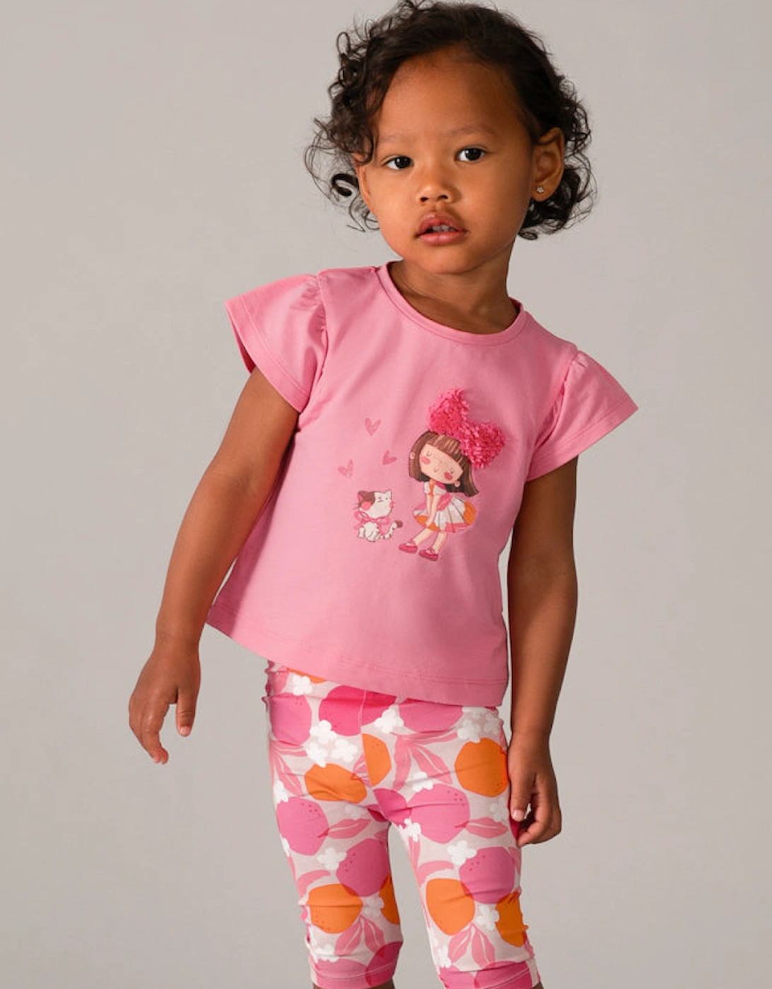 Girls Pink Print Capri Legging Set