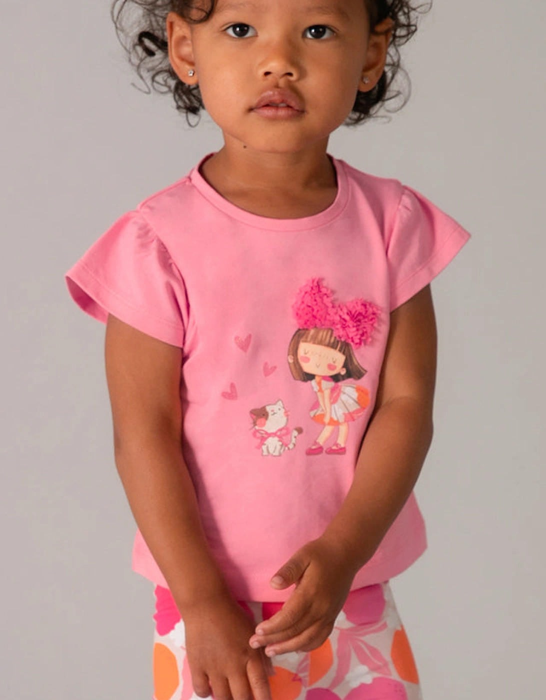 Girls Pink Print Capri Legging Set