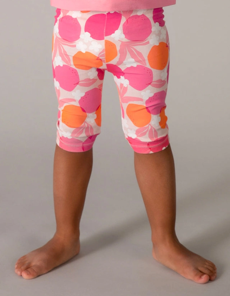 Girls Pink Print Capri Legging Set