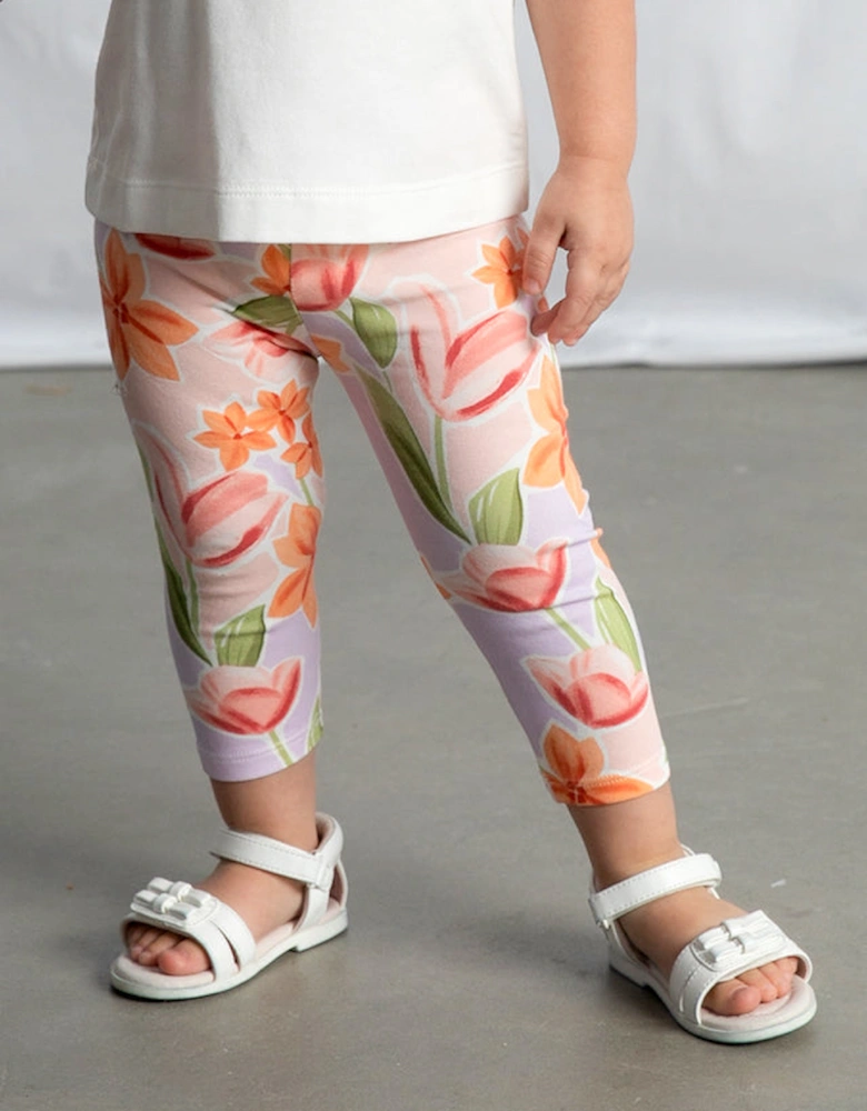 Girls Blush Pink Print Legging Set