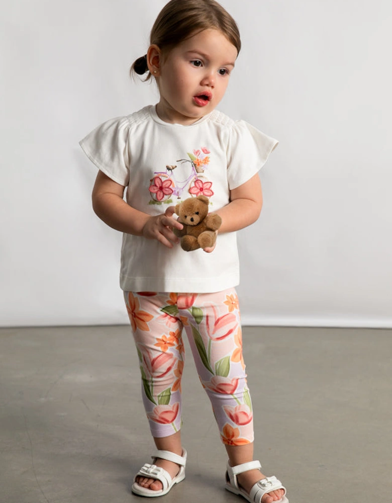 Girls Blush Pink Print Legging Set