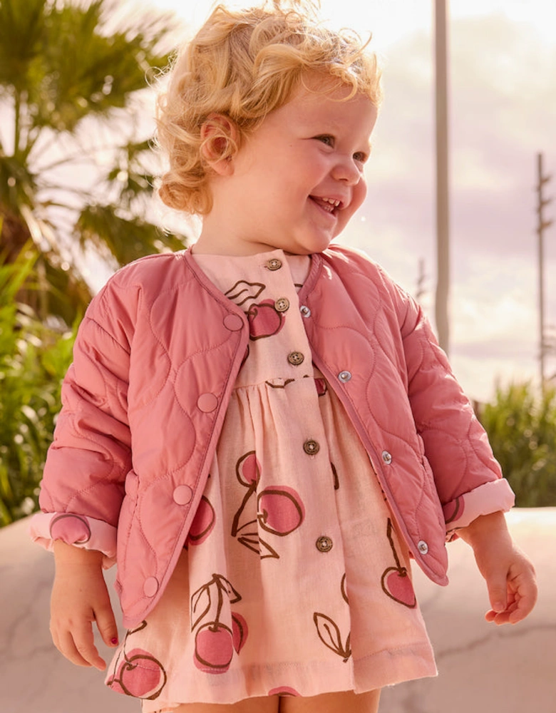 Girls Pink Reversible Quilted Jacket