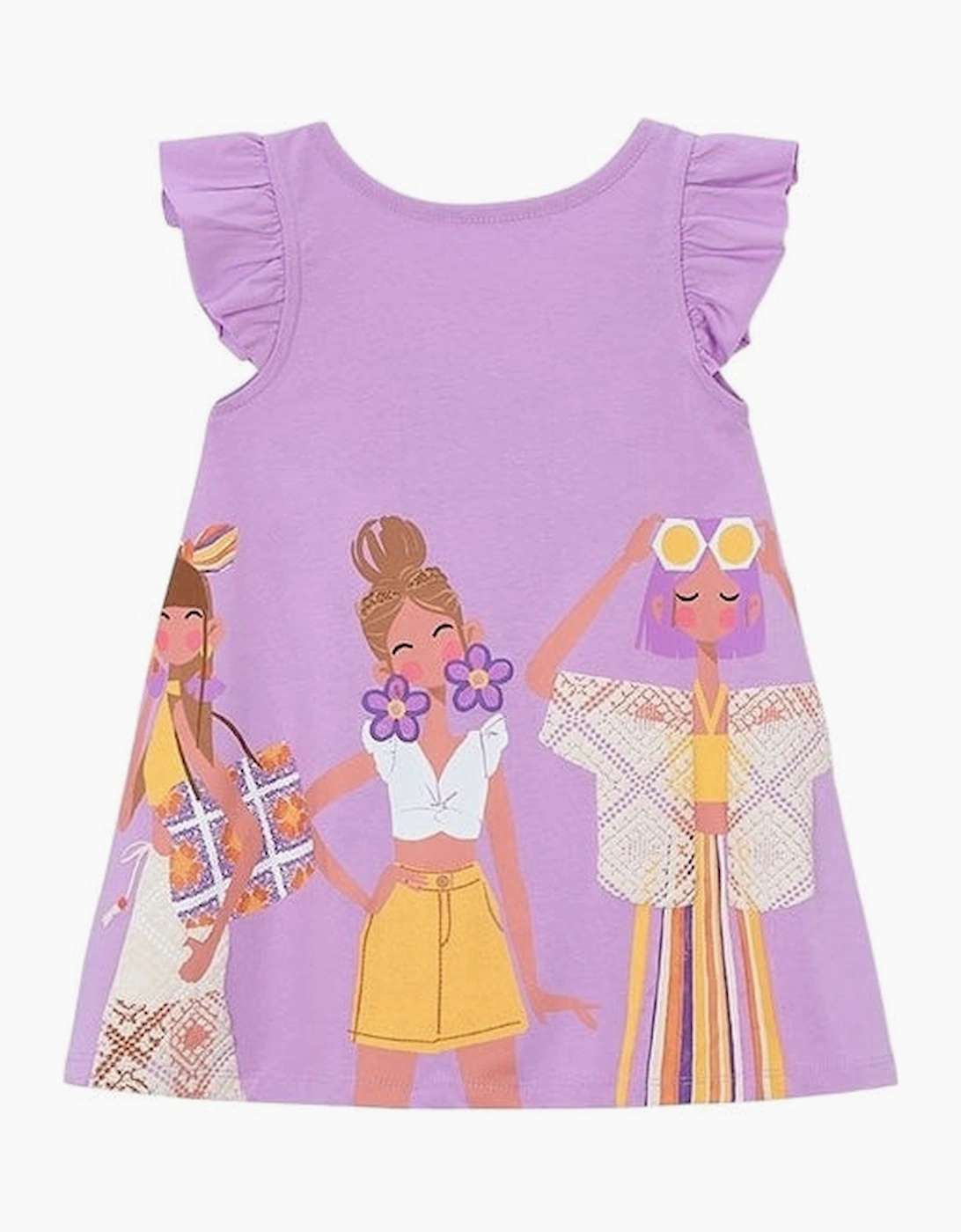 Girls Lilac Print Summer Dress, 6 of 5