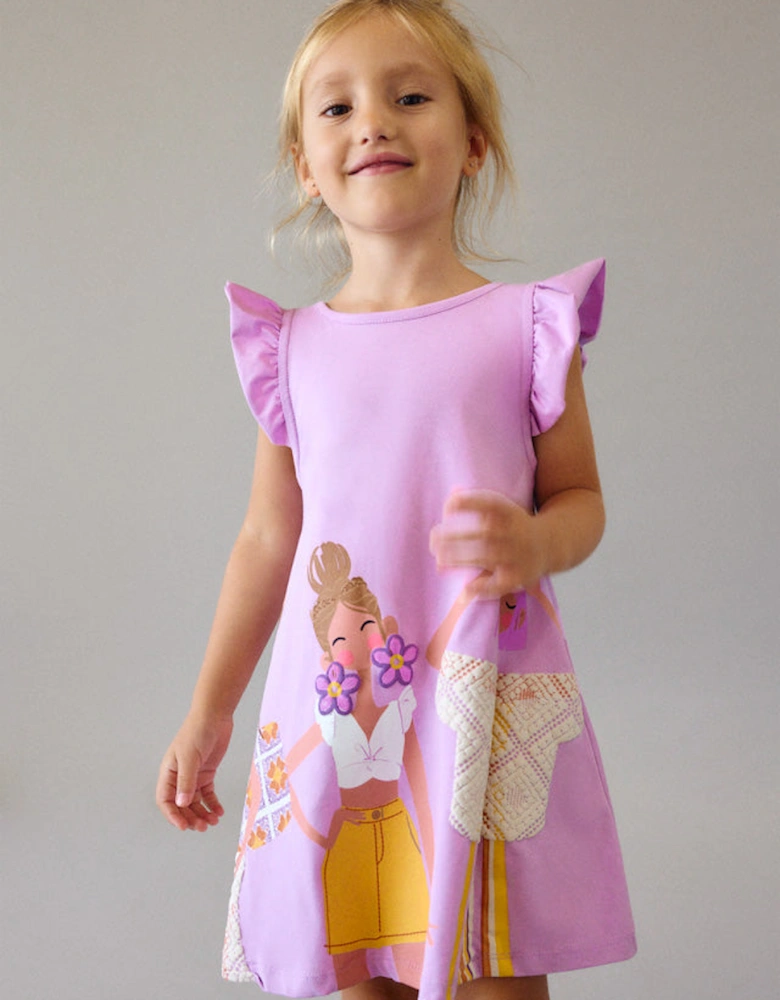 Girls Lilac Print Summer Dress