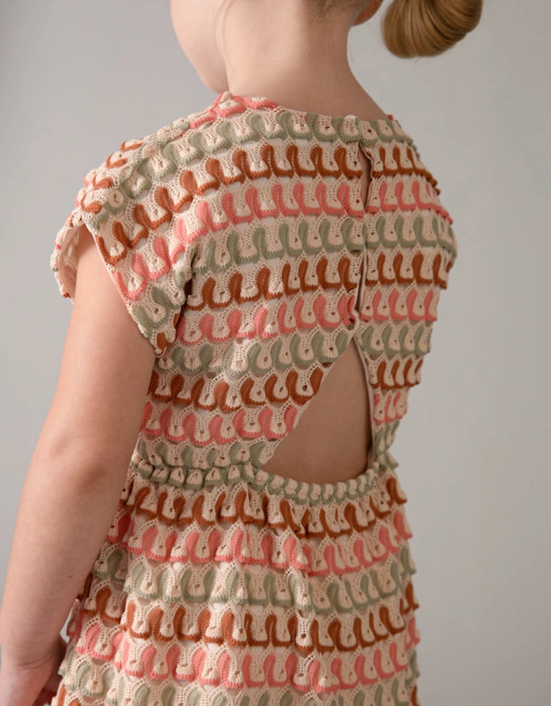 Girls Blush Pink Crochet Dress