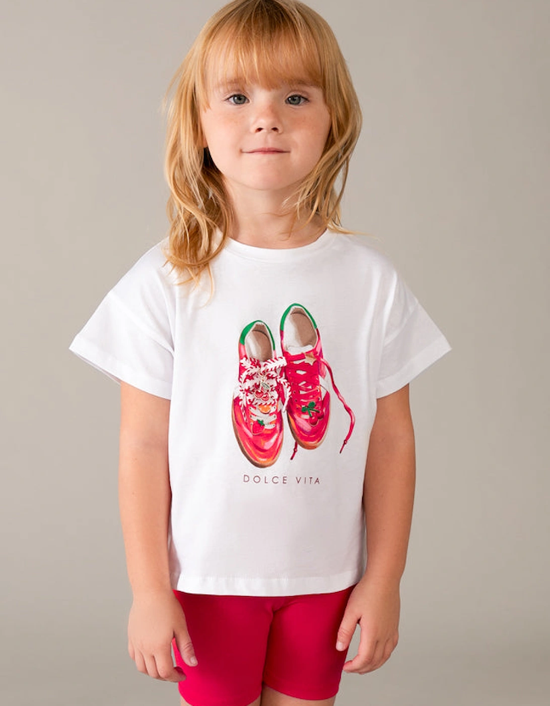 Girls Red Cherry Bicycle Short Set