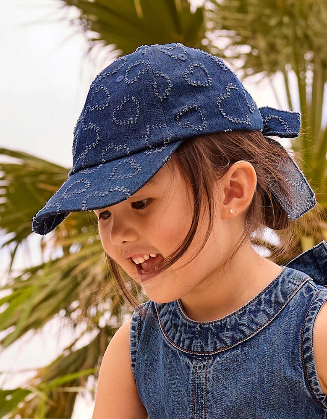 Girls Blue Denim Bow Cap