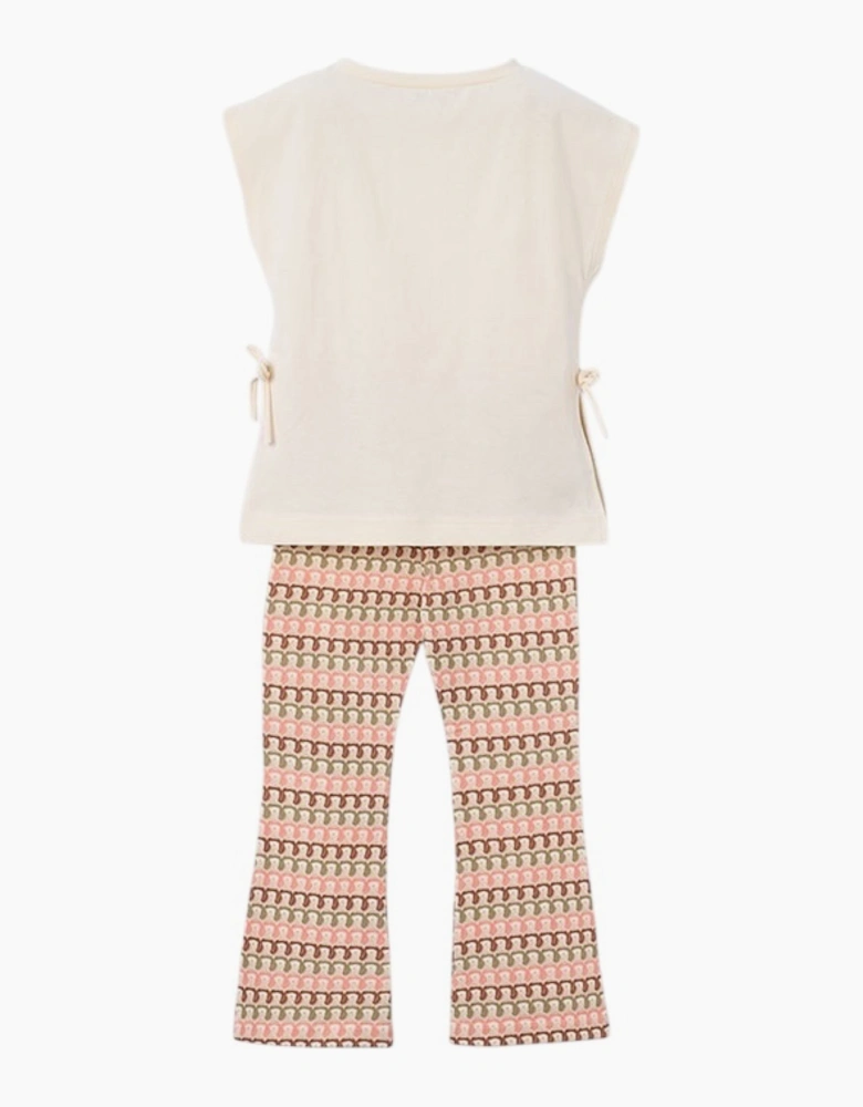 Girls Blush Pink Crochet Print Legging Set