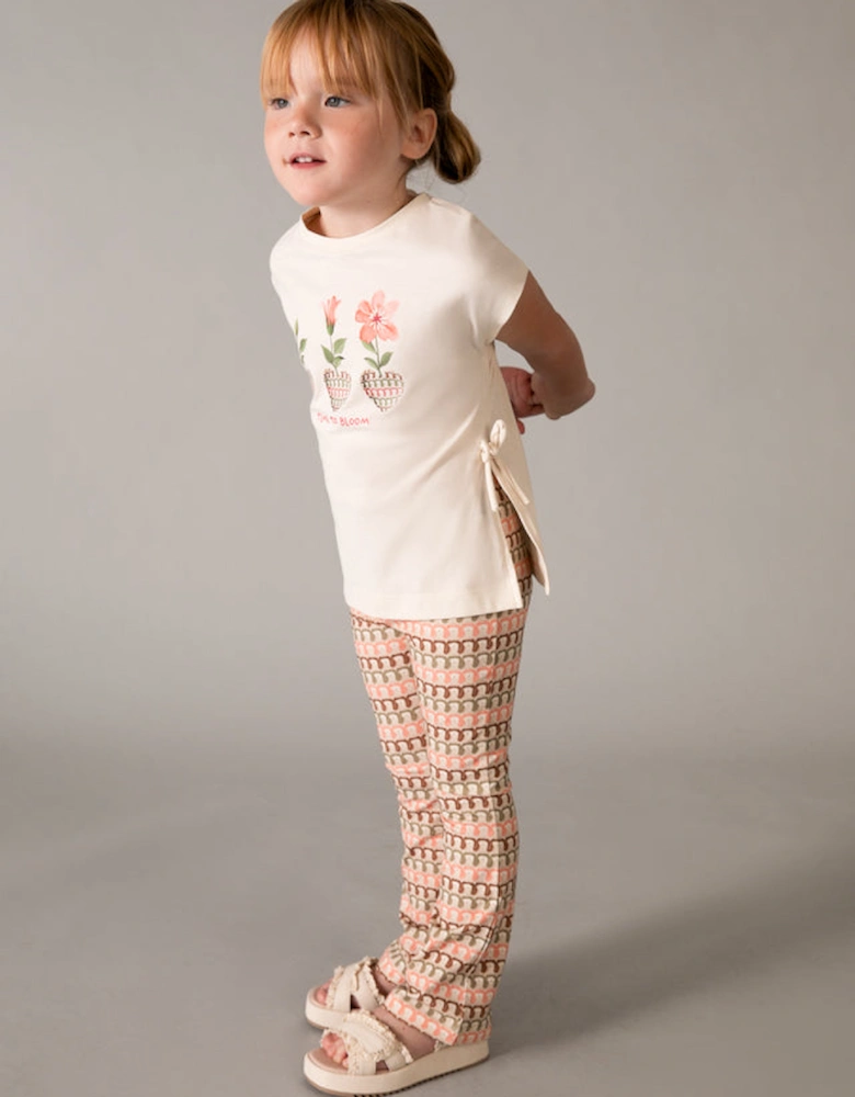 Girls Blush Pink Crochet Print Legging Set