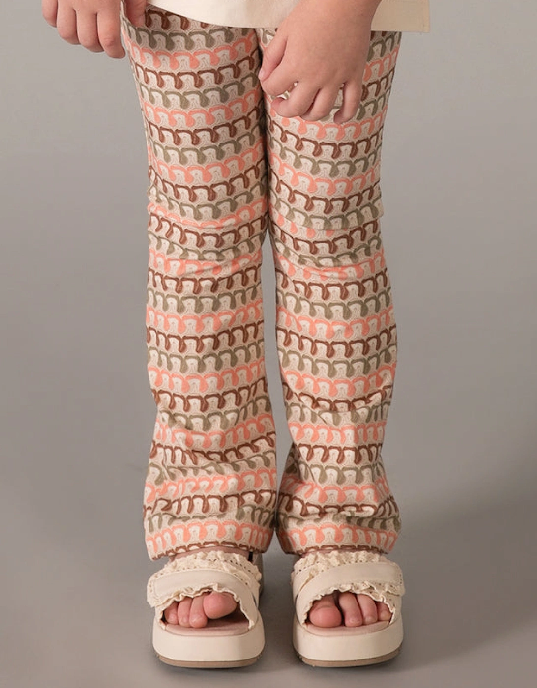 Girls Blush Pink Crochet Print Legging Set