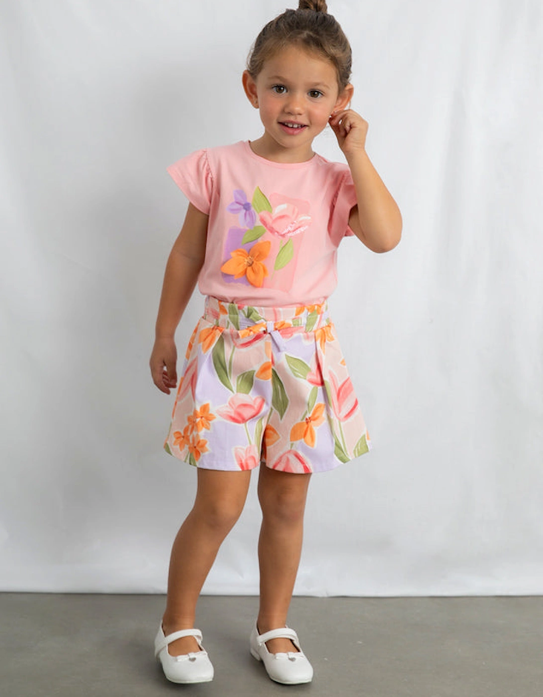 Girls Blush Pink Print Short Set