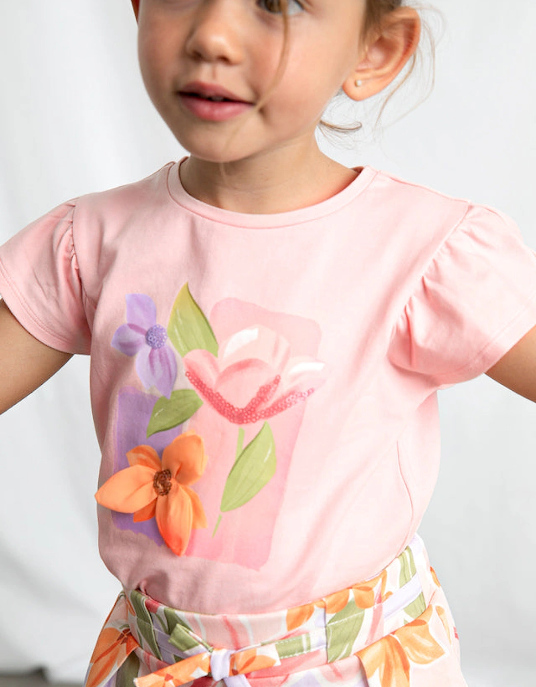 Girls Blush Pink Print Short Set