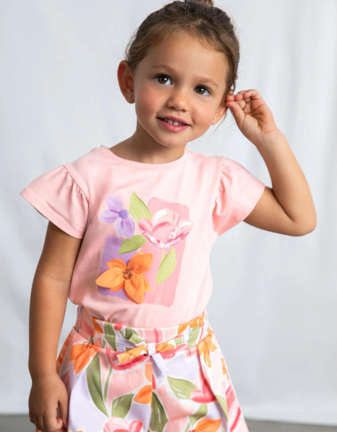 Girls Blush Pink Print Short Set