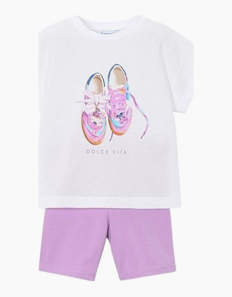 Girls Lilac Bicycle Short Set