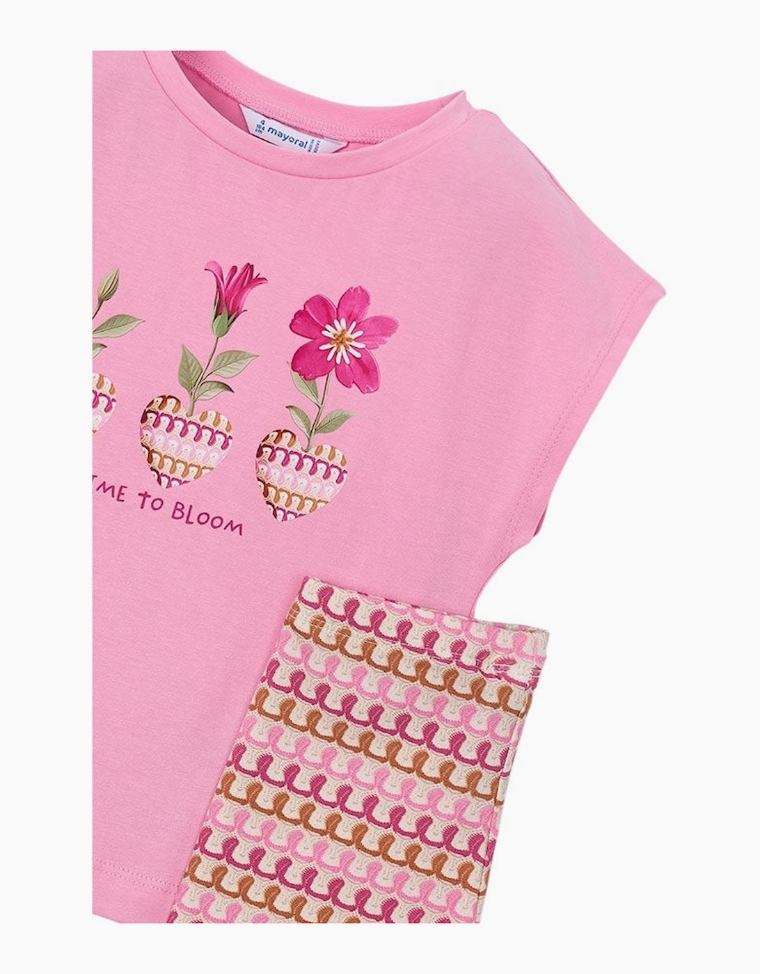 Girls Pink Crochet Print Legging Set