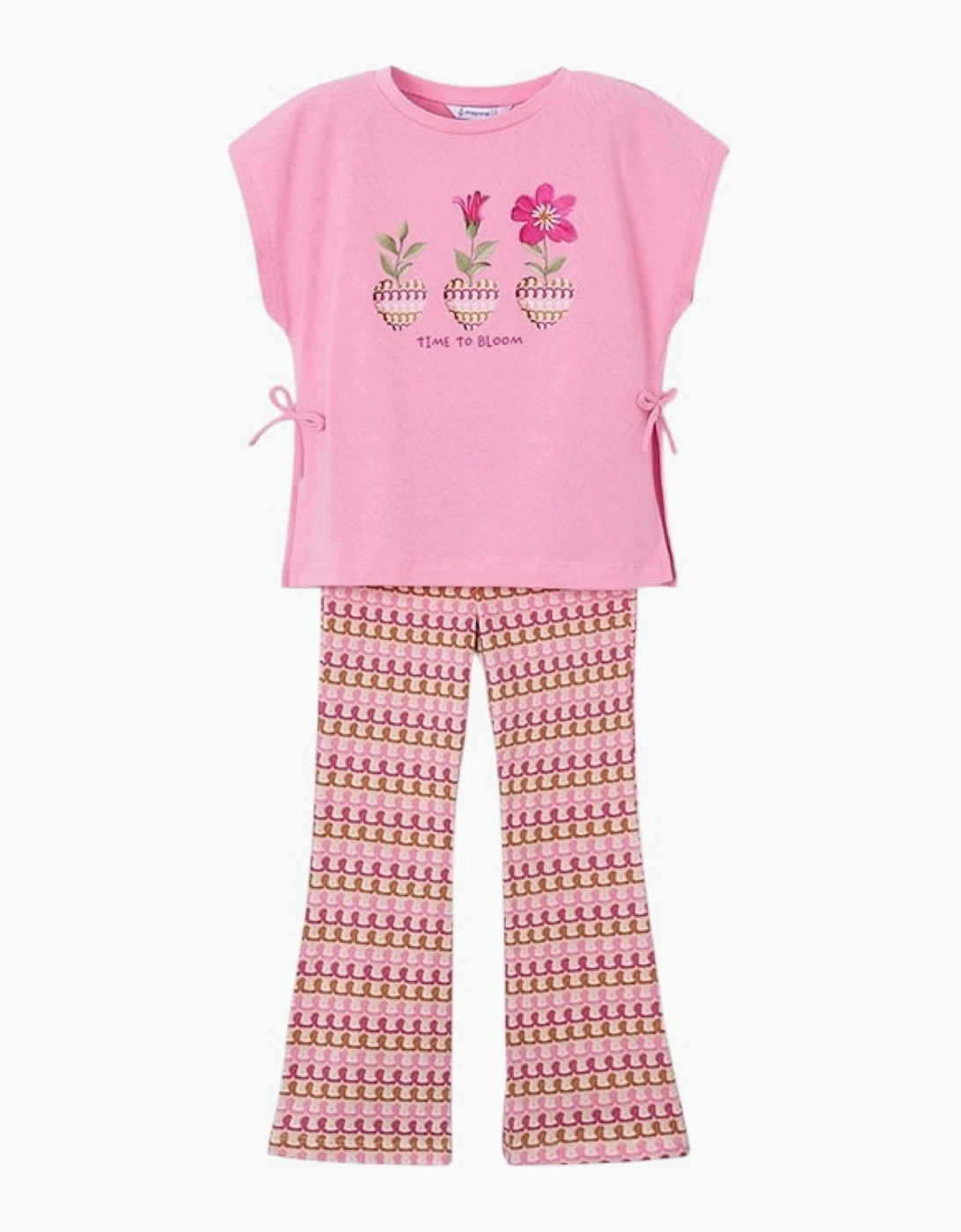 Girls Pink Crochet Print Legging Set, 4 of 3