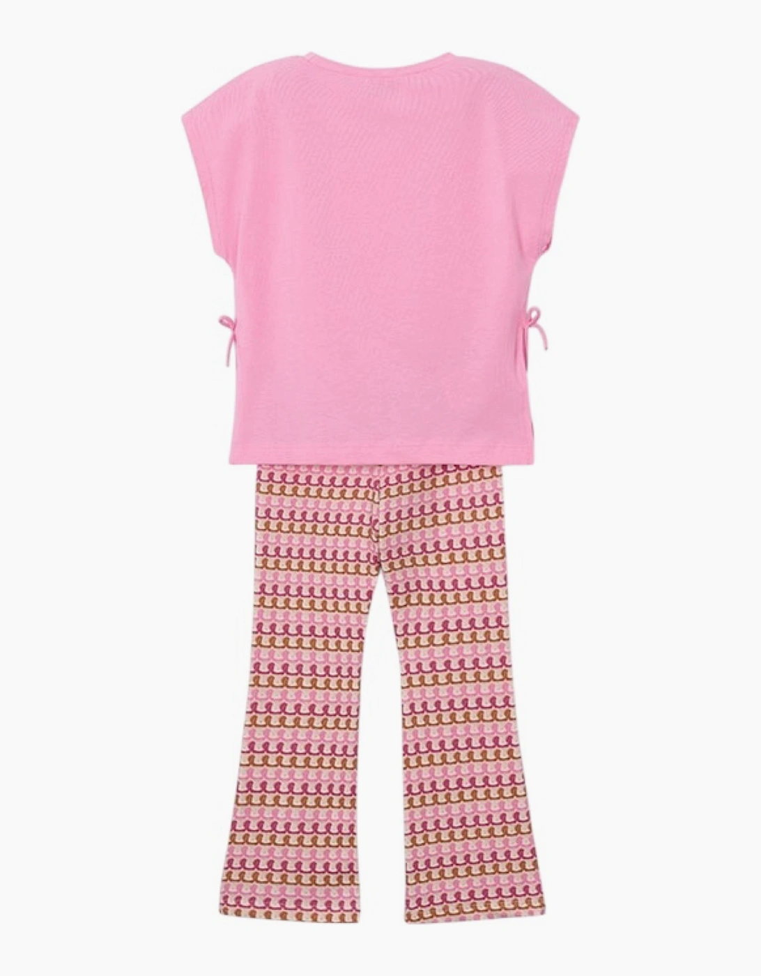 Girls Pink Crochet Print Legging Set