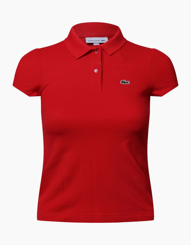 Juniors Scalloped Collar Mini Polo Shirt