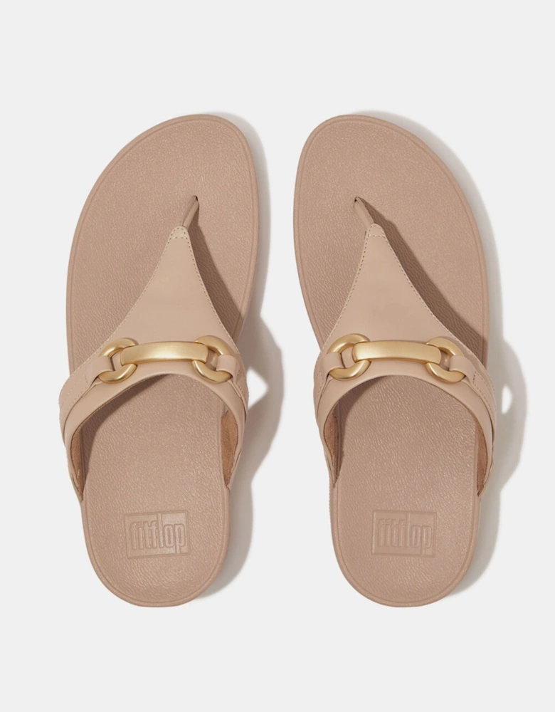 Lulu Chunky-Snaffle Leather Toe-Post Sandals