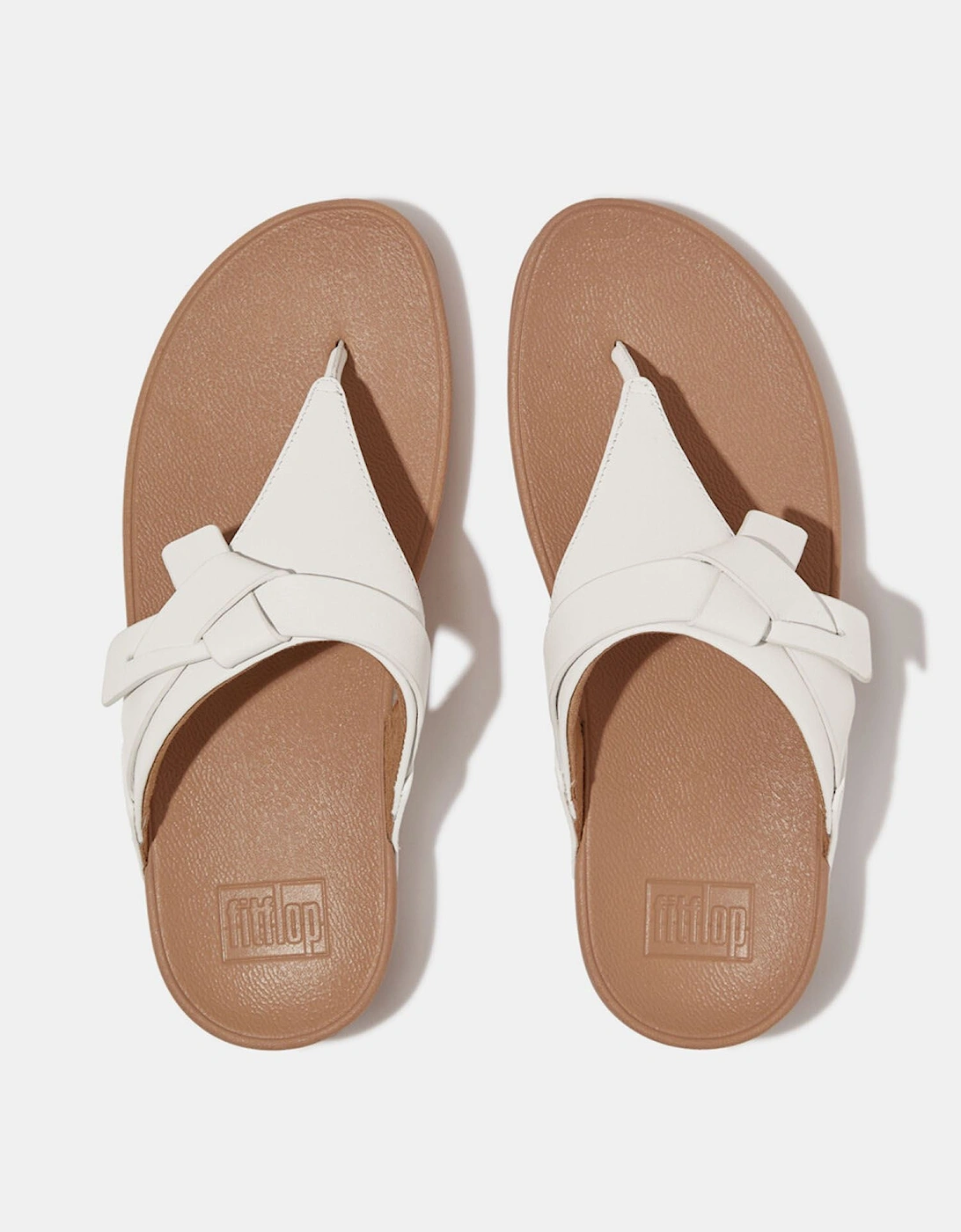 Lulu Folded-Knot Leather Toe-Post Sandals