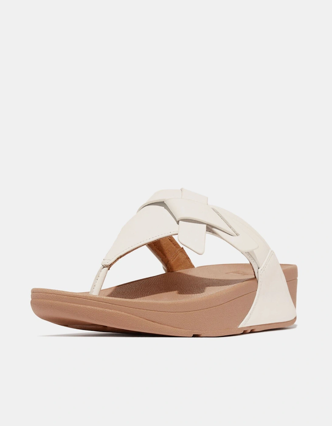 Lulu Folded-Knot Leather Toe-Post Sandals