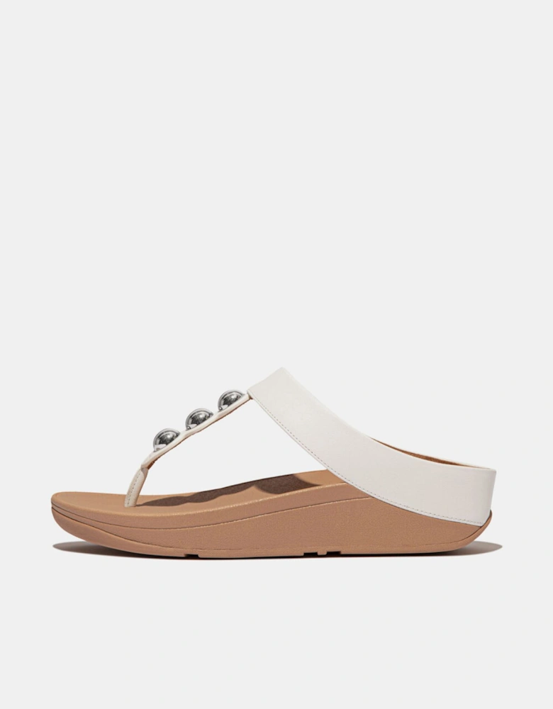 Fino Mirror-Dome Leather Toe-Post Sandals