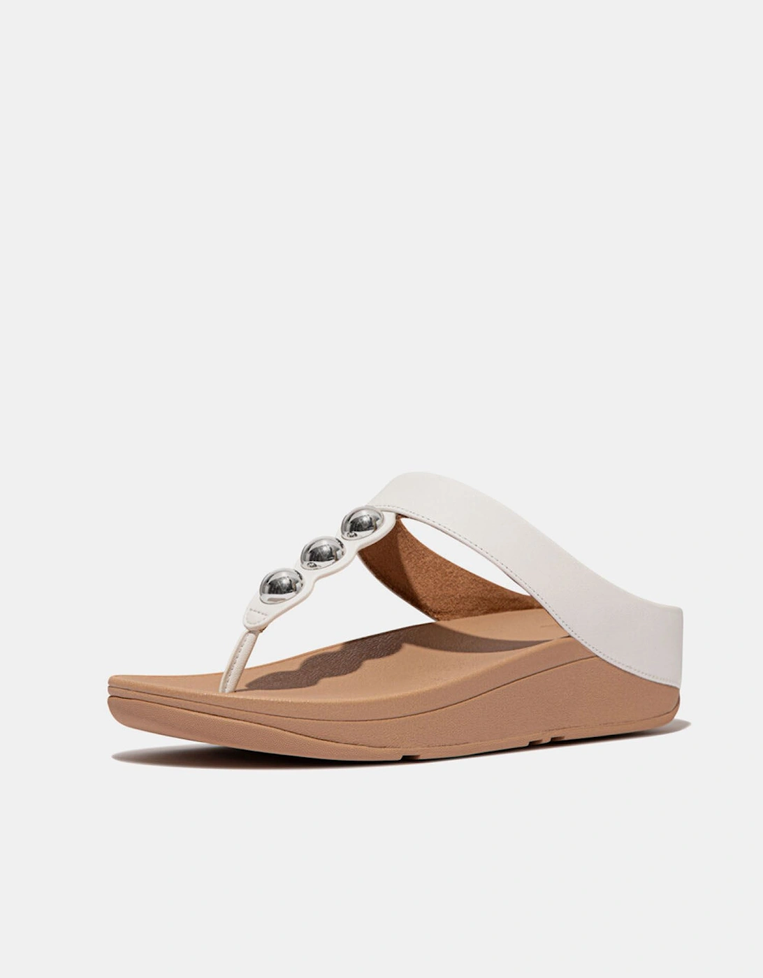 Fino Mirror-Dome Leather Toe-Post Sandals