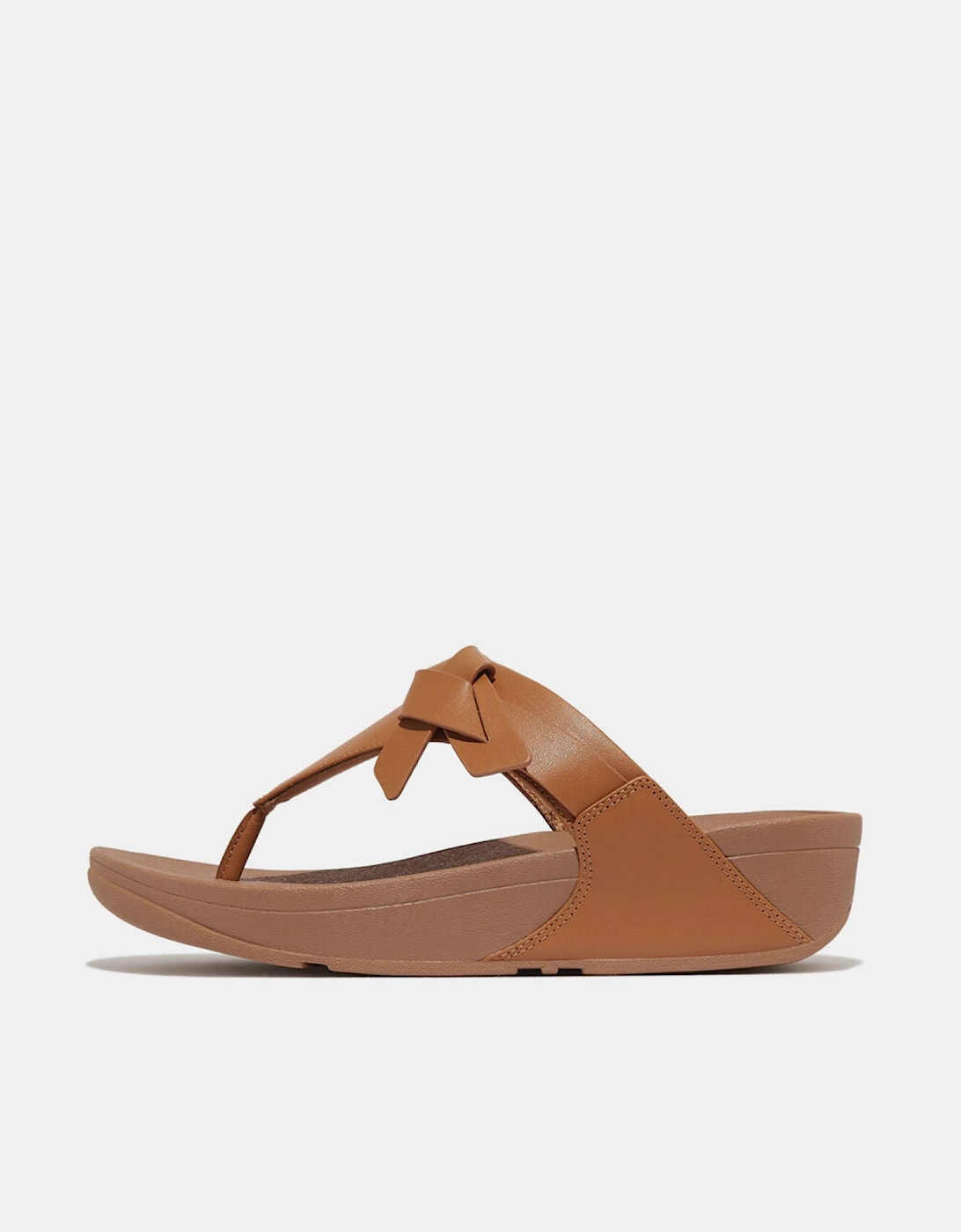 Lulu Folded-Knot Leather Toe-Post Sandals, 6 of 5