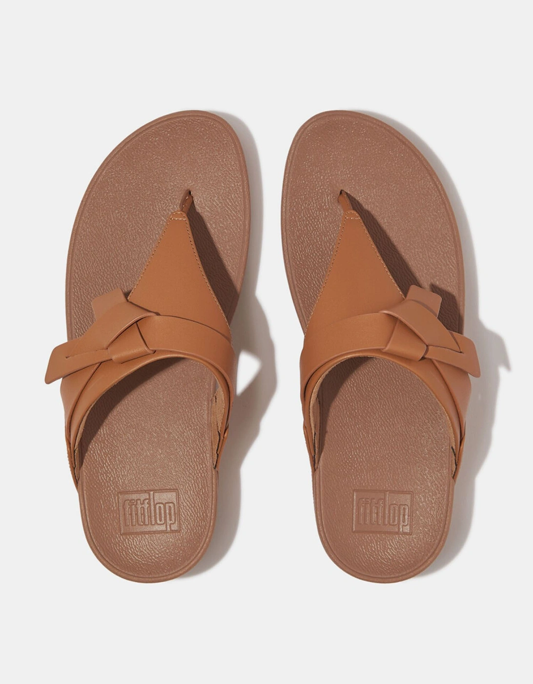 Lulu Folded-Knot Leather Toe-Post Sandals