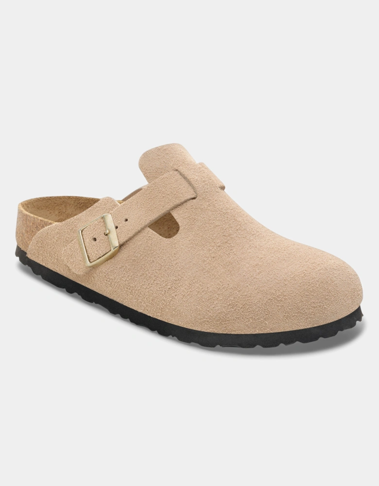 Suede Leather Womens Clogs - Sandcastle
