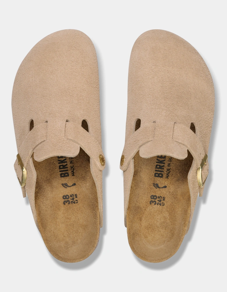 Suede Leather Womens Clogs - Sandcastle