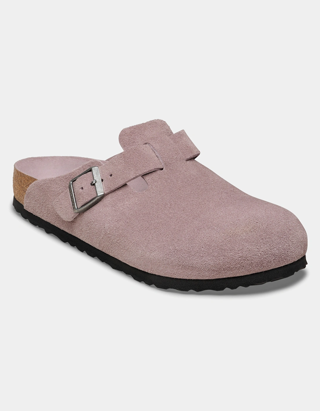 Tonal Footbed Suede Leather Womens Clogs - Faded Purple Tonal FB, 4 of 3