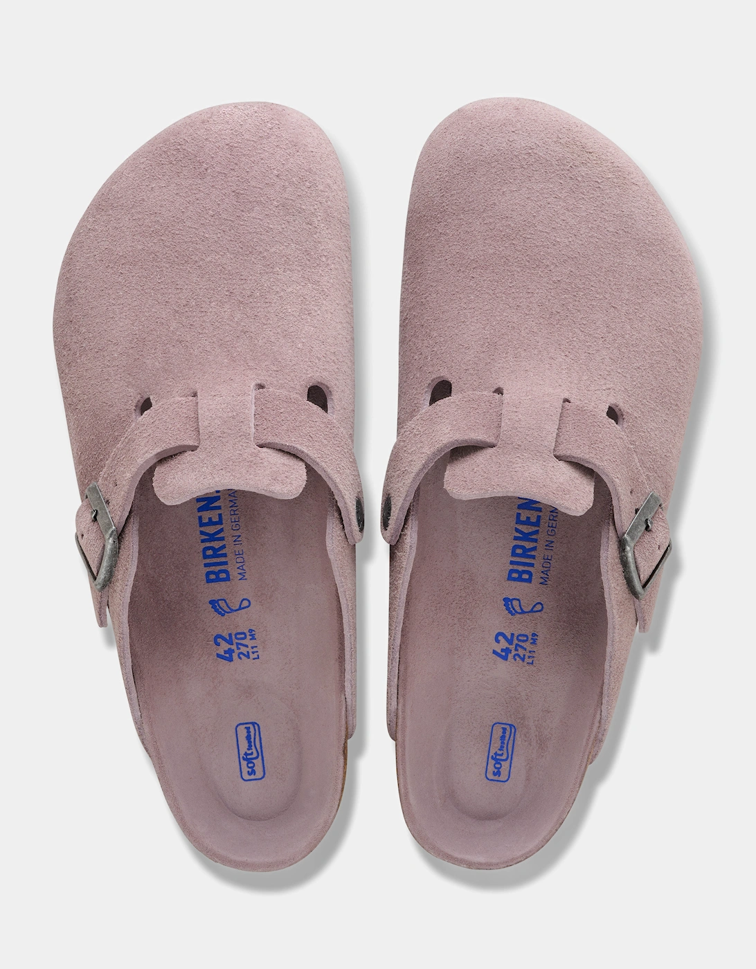 Tonal Footbed Suede Leather Womens Clogs - Faded Purple Tonal FB