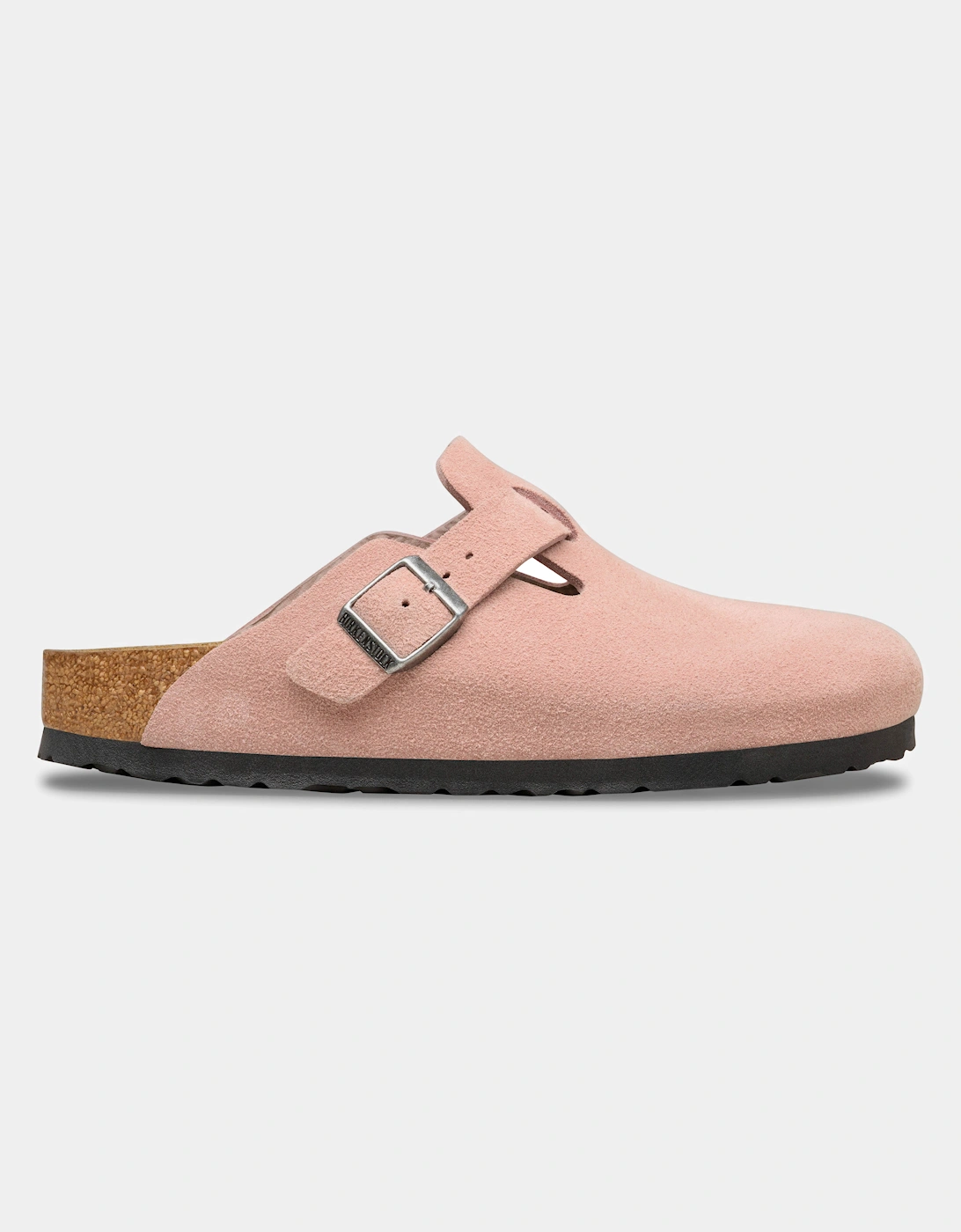 Suede Leather Womens Clogs - Pink Clay